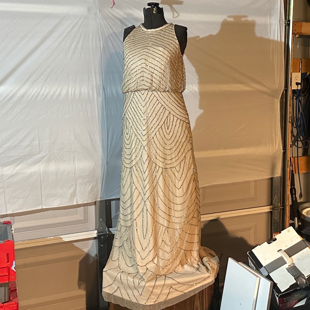 Adrianna Papell Cream Beaded Dress